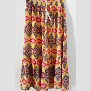 NWT Tory Burch Yellow/Brown/Red Patterned Lined Midi Skirt